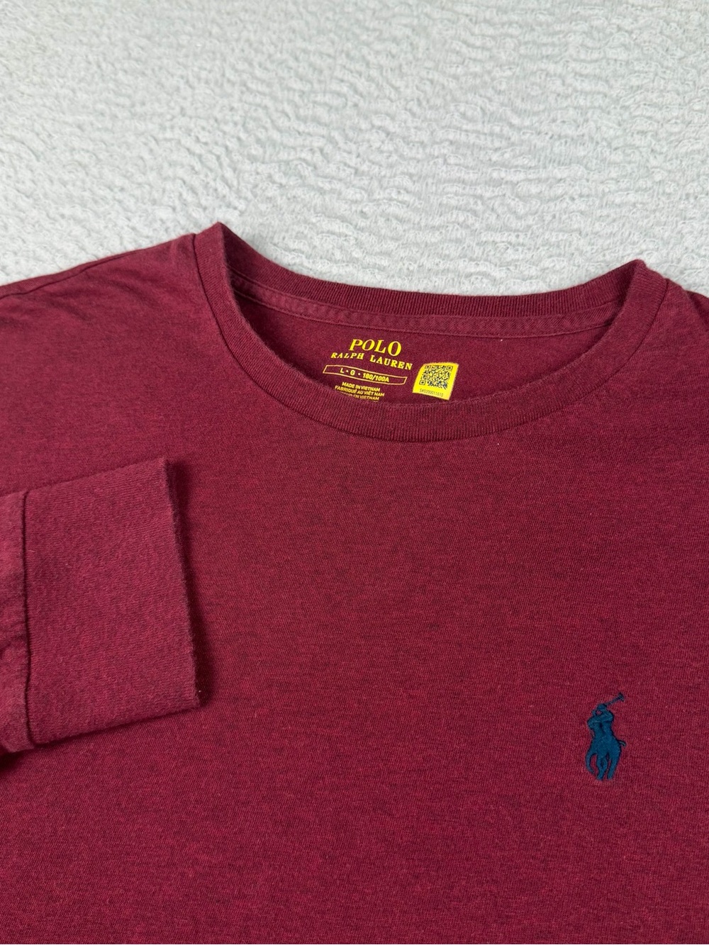 Polo Ralph Lauren Shirt Mens Large Maroon Long Sleeve Crew Neck Tee Pony Cotton
